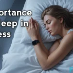 Realistic illustration of a fit young woman sleeping peacefully, symbolizing muscle recovery and weight loss benefits of proper sleep.