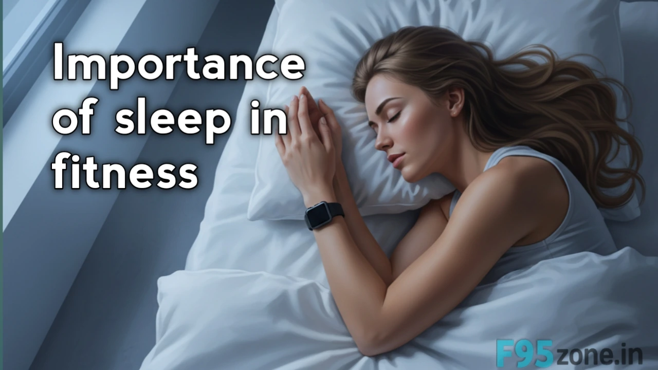 Realistic illustration of a fit young woman sleeping peacefully, symbolizing muscle recovery and weight loss benefits of proper sleep.